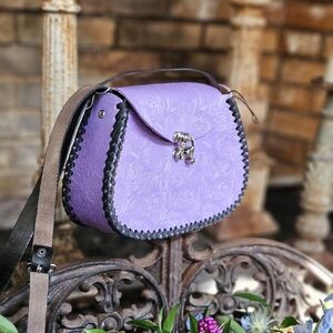 Genuine Mexican Leather Purse/ Purple Leather Purse